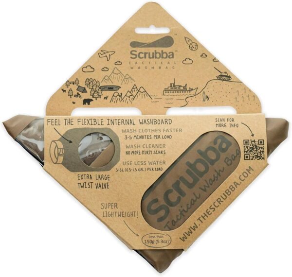 Scrubba Tactical Portable Wash Bag & Dry Kit - Hand Washing System for Outdoors & Travel - Light & Small Camping Laundry Set to Wash Clothes Anywhere - Image 6