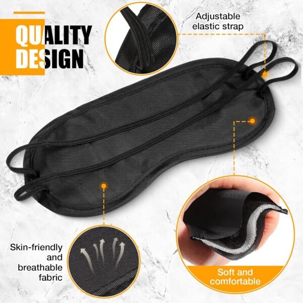 Tarpop 200 Pcs Eye Mask Sleeping Blindfold Eye Cover with Adjustable Strap for Games Party Team Building Travel Individually Wrapped Sleep Mask for Women Men(Black) - Image 3