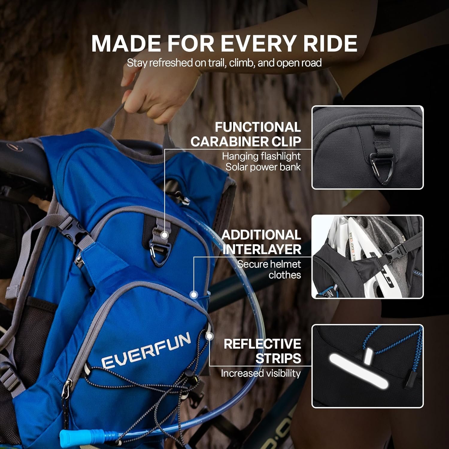 Everfun Hydration Backpack 18L with Water Bladder 2L/3L Hiking Water Backpack Women Men Hydration Pack Insulated Lightweight Day Hydropack with Storage for Hiking, Biking, Running, Festival - Image 6