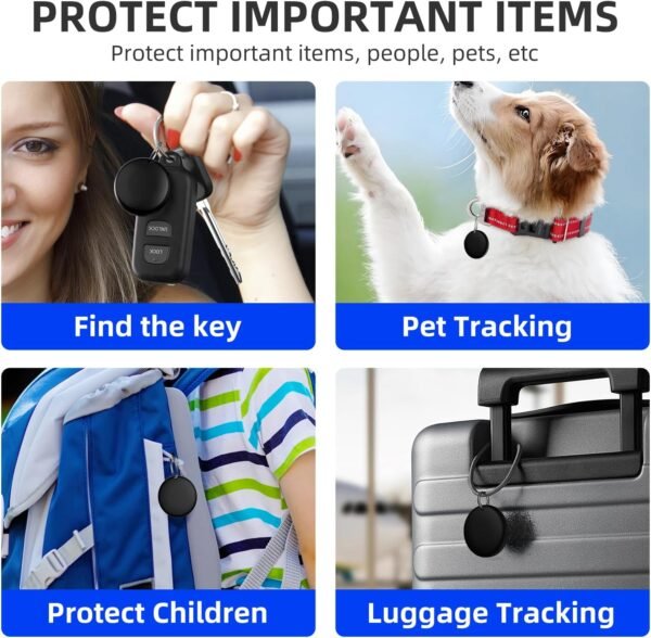 Air Tags-4 Pack Tracker Tag Work with Apple Find My (iOS 14.6 Above Only) Smart Tag Item Finders for Key, Luggage, Backpack，etc. (Black, 4 Pack) - Image 5