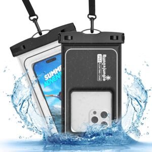 Waterproof Phone Pouch – 2 Pack IP68 Floating Waterproof Phone Case, Dry Bag Beach Cruise Essentials 2025 with Adjustable Lanyard for iPhone 16 Pro Max / 15 Pro / Galaxy S24 S23 (Black and White)