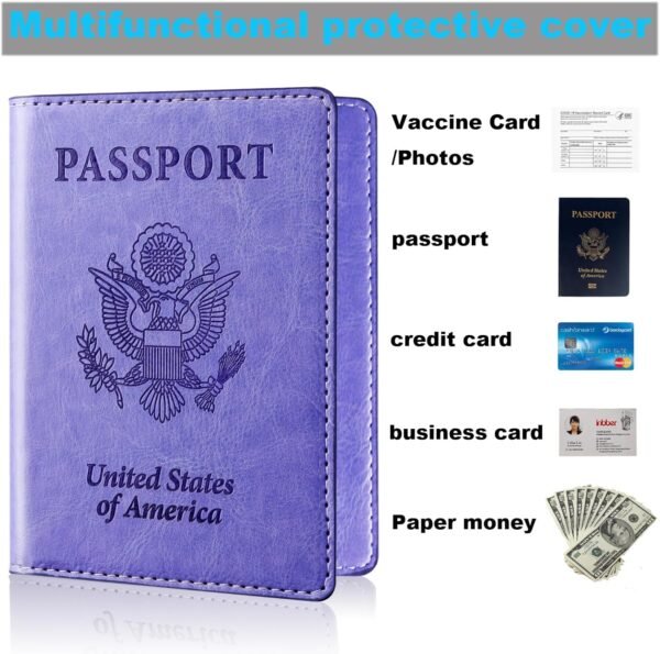 Herain Passport Holder for Travel 2 Pcs, Passport Cover Wallet Case Women Men Family Travel Cruise Ship Essentials, Passport Book Holders Travel Gifts Vacation Must Haves - Image 4