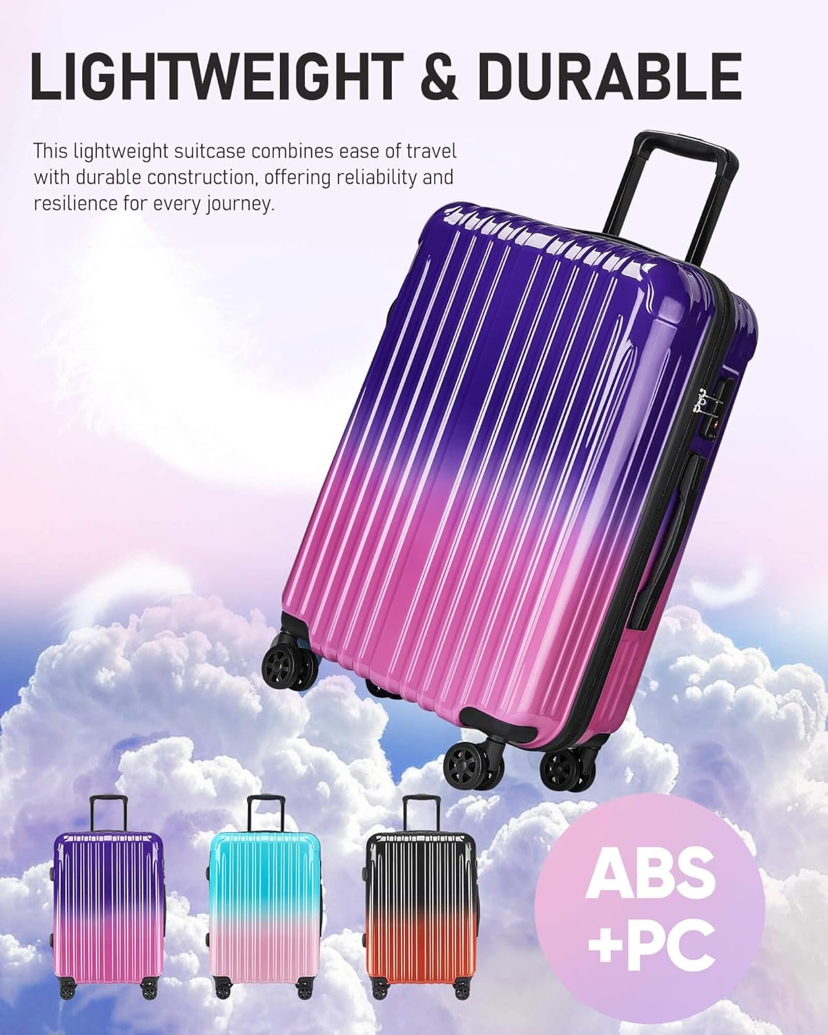 Carry on Luggage - Airline Approved Suitcases with Spinner Wheels, Built-In TSA Lock,Hard Shell Expandable Suitcases - Image 8
