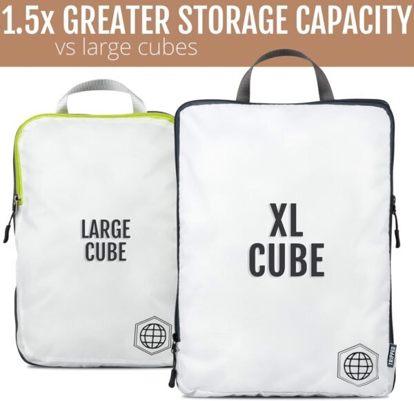 Large Compression Packing Cubes 6 Piece Set for Travel with Lightweight Laundry Bag for Carry-On Suitcase by TRIPPED Travel Gear (White) - Image 5