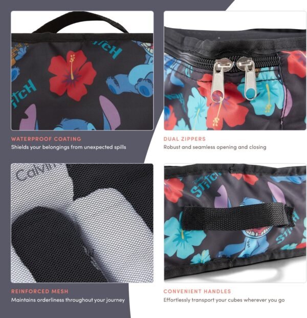 Disney Minnie Mickey Stitch Packing Cubes - Winnie the Pooh, Princess Cinderella, Cars, Toy Story 5 Piece Packing Cubes Compression - Travel Essential - Luggage Suitcase Organizer Set - Image 3