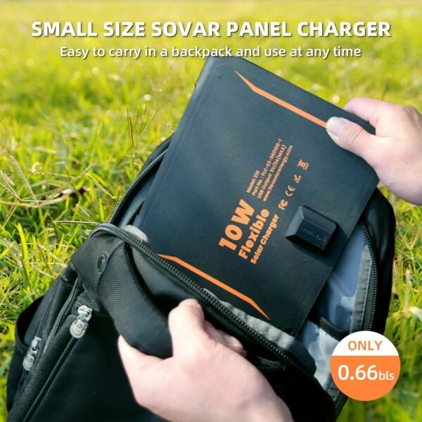 FlexSolar 10W Portable Solar Chargers 5V USB Small Power Emergency ETFE Panels Foldable IP67 Waterproof Camping Hiking Backpacking for Phones Fans Flashlight Watches Small Power Banks Battery Packs - Image 8