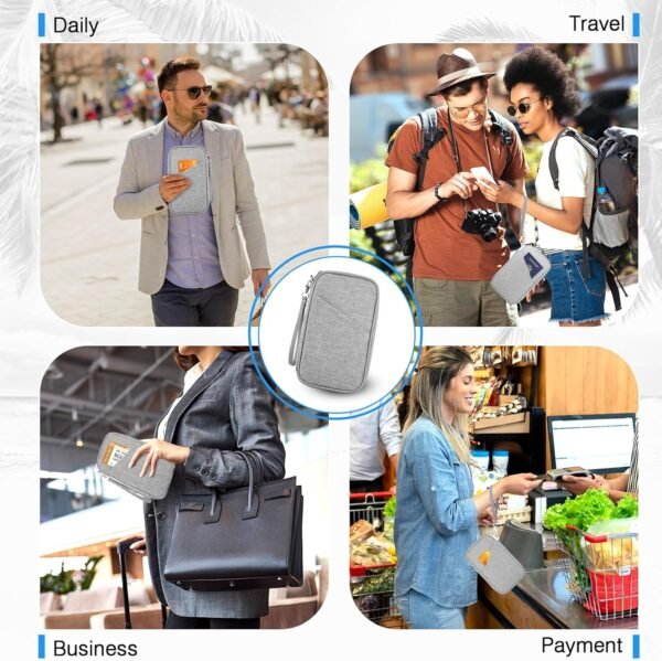 Passport Holder Family, Women Rfid Blocking Passport Wallet, Travel Essentials Premium Wallets, Waterproof Passport Holders Bag for Men Traveling, Travel Document Organizer Credit Cards Case - Image 5