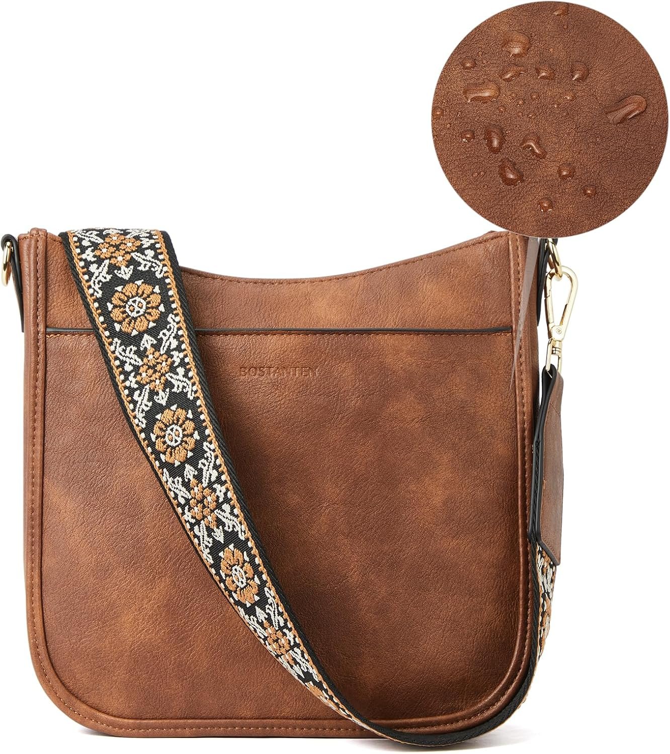 BOSTANTEN Crossbody Bags for Women Trendy Vegan Leather Hobo Purses Shoulder Handbags With Wide Shoulder Strap - Image 6