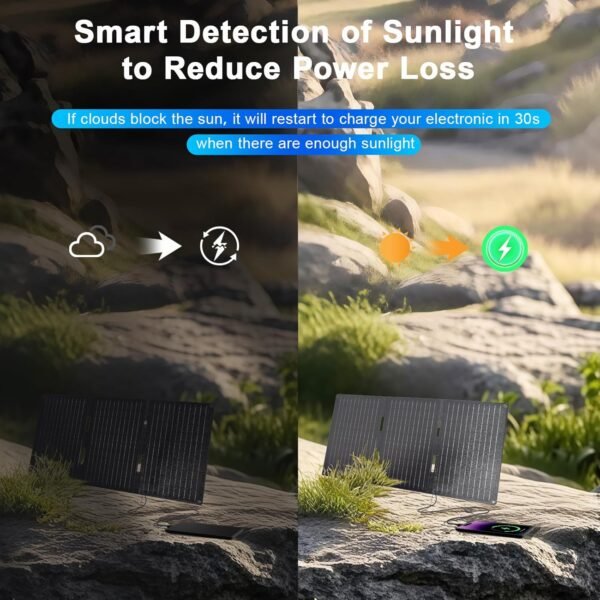 30W Portable Solar Panel, Foldable Solar Panel Charger with QC3.0 USB-A USB-C & DC Output for Phone/Power Bank/iPad/Power Station, IP65 Waterproof for Camping Backpacking Hiking RV Blackout - Image 8