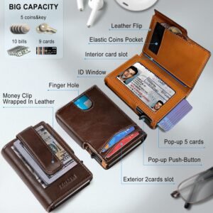 Men Wallet,with Money Clip Coins Pocket ID Window,Slim Front Pocket RFID Blocking Pop-up Card Holder 3.9″x 2.7″, Gift Boxed