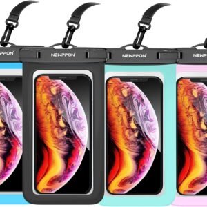 4 Pack 8.5“ Waterproof Cell Phone Pouch – Underwater Dry Bag Case Lanyard – Water Proof Clear Holder Protector for iPhone 16 15 14 Pro Max Plus Samsung Galaxy S25 S24 Ultra Note for Beach Swimming