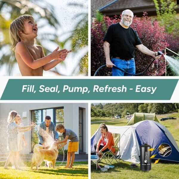 DR.PREPARE Portable Shower for Camping, 4/5 Gallons Camping Shower Bag, Portable Outdoor Shower with Pump for Hiking, Climbing, Pet Cleaning, Car Washing, Beach & Emergency - Image 2