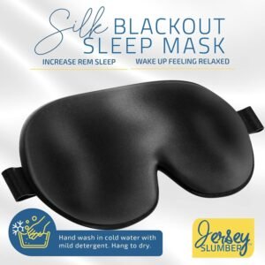 100% Silk Sleep Mask for A Full Night’s Sleep | Comfortable & Super Soft Eye Mask with Adjustable Strap | Works with Every Nap Position | Best Sleeping Aid/Blindfold/Gift, Blocks Light Jersey Slumber