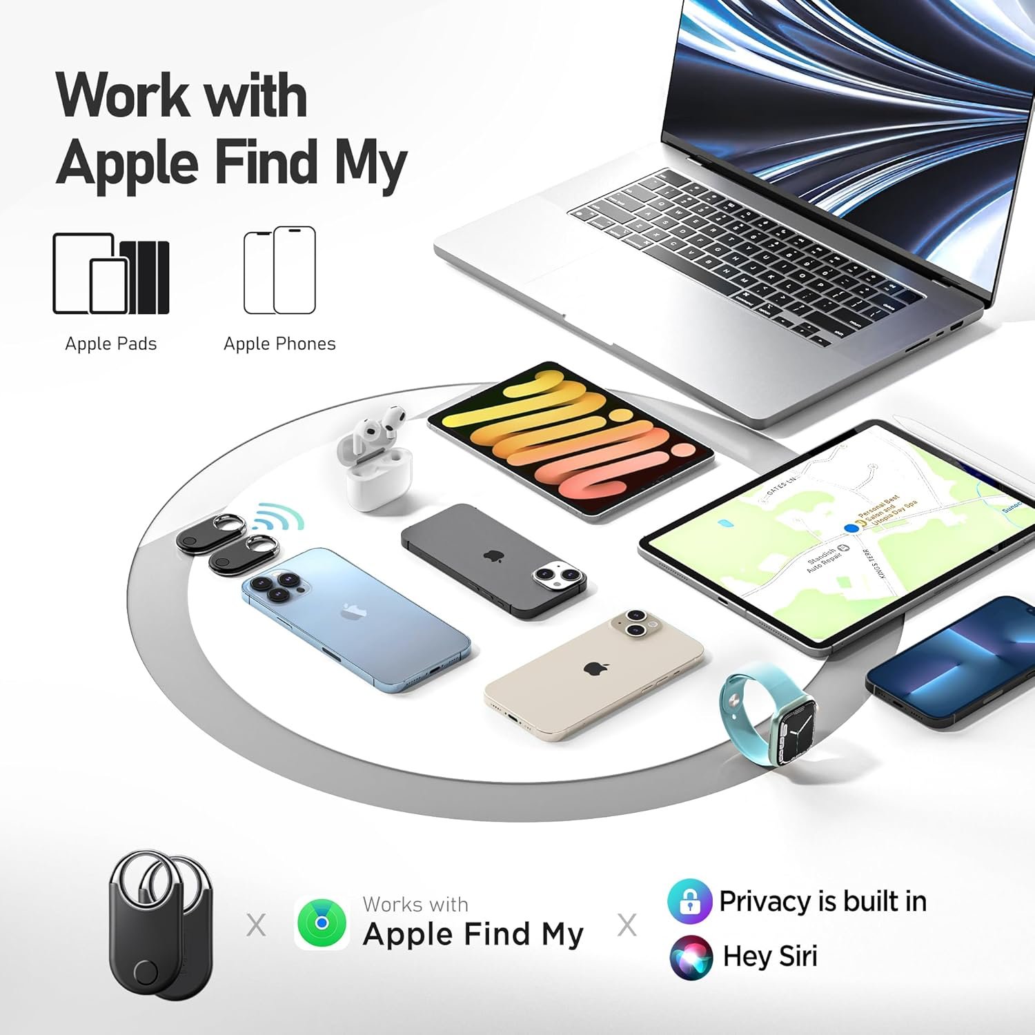 Air Tags-2 Pack Tracker Tag Work with Apple Find My (iOS 14.6 Above Only) Air Tag Smart Tag Item Finders for Key, Luggage, Backpack,etc. - Image 6