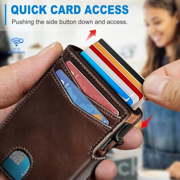 Men Wallet,with Money Clip Coins Pocket ID Window,Slim Front Pocket RFID Blocking Pop-up Card Holder 3.9"x 2.7", Gift Boxed - Image 5