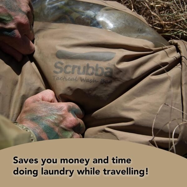 Scrubba Tactical Portable Wash Bag & Dry Kit - Hand Washing System for Outdoors & Travel - Light & Small Camping Laundry Set to Wash Clothes Anywhere - Image 4