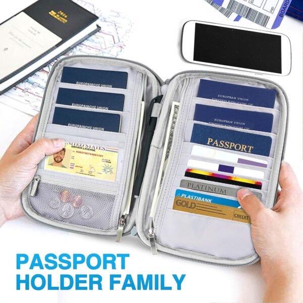 Passport Holder Family, Women Rfid Blocking Passport Wallet, Travel Essentials Premium Wallets, Waterproof Passport Holders Bag for Men Traveling, Travel Document Organizer Credit Cards Case - Image 4