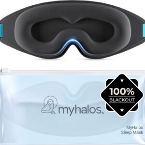 MyHalos® Sleep Mask – Eye Masks for Sleep – 100% Blackout Sleeping Mask for Women, Men & Side Sleepers – 3D Sleeping Eye Mask for Zero Pressure – Award Winning Design, Eyelash Friendly & Breathable
