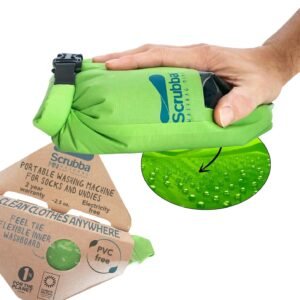 Scrubba Wash Bag MINI Ultra-Compact Washing Machine – Ideal for Travel, Camping & Hiking | Portable Washer & Dry Bag, 50% smaller than original Scrubba