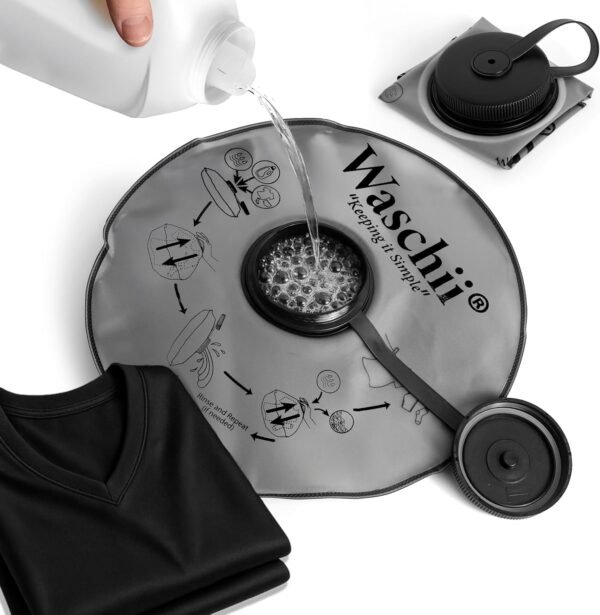 Waschii Pocket-Sized Portable Washing Machine for Camping, Hostels & Vanlife – Compact, Leakproof, Eco-Friendly – No Power or Sink Needed