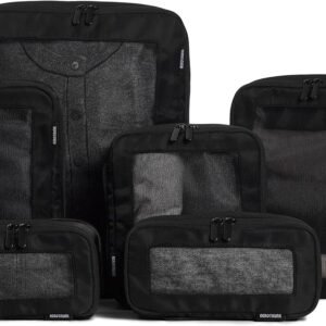Compression Packing Cubes for Travel – Luggage Organizer Bags – Double Zipper Packing Cubes for Suitcases (6-Pack, Black)