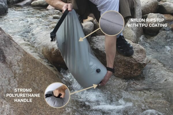 Washbag Portable Washing Machine - 15L Fully Waterproof Dry Bag - Lightweight Compact Nylon Washing Machine - Portable Manual Clothes Washer Laundry Bag (Gray) - Image 3