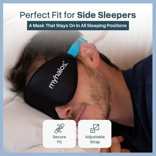 MyHalos® Sleep Mask - Eye Masks for Sleep - 100% Blackout Sleeping Mask for Women, Men & Side Sleepers - 3D Sleeping Eye Mask for Zero Pressure - Award Winning Design, Eyelash Friendly & Breathable - Image 6