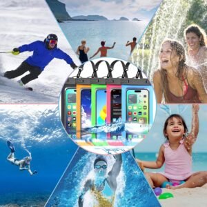 [Up to 8.3″] 5 Pack Multicolor Universal Waterproof Phone Pouch, Phone Waterproof Case Dry Bag (Protection Level: IP68) Outdoor Sports for Apple iPhone,Samsung,and More(Black,Blue,Pink,Orange,Green)
