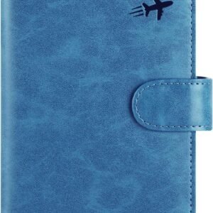 Passport Holder Cover Wallet RFID Blocking Leather Card Case Travel Accessories for Women Men (#Blue)