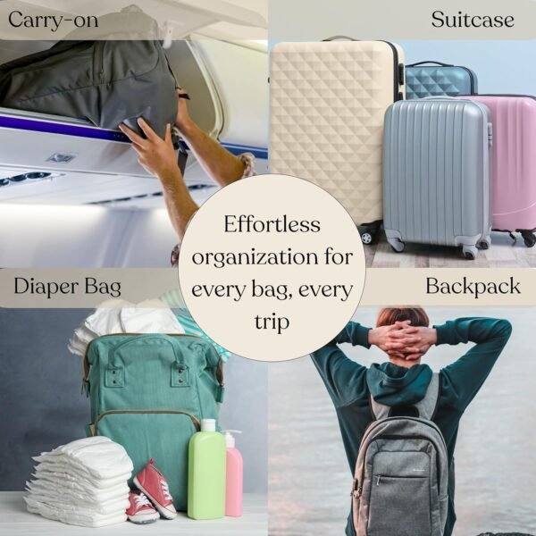 9 Set Packing Cubes - Suitcase Organizer, Cute Packing Cubes, Travel Bags Organizer for Luggage with Hanging Toiletry and Shoe Bag, Travel Essentials for Women, Men and Kids -Stripe - Image 6