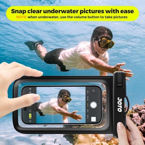 JOTO Up to 7" Universal Waterproof Phone Case for iPhone 16 15 14 13 Plus Pro Max, IPX8 Cellphone Dry Bag 12 11 Pro Max XR X 8 7 6S Plus SE, Galaxy S23 S22 S21 S20+ S20 S10 Plus Note, Pixel -Black - Image 3