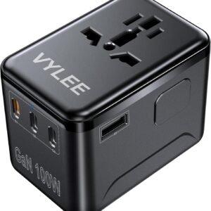 Universal Travel Adapter, PD100W GaN International Power Adapter with 3 USB C and 1 USB A Charging Ports, All in One Power Outlet, Worldwide Plug Adapter for US to European Europe UK AUS Ireland