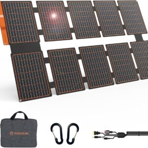 FlexSolar 100W Portable Solar Panels Chargers with PD3.0 USB-C,QC3.0 USB-A and DC Outputs Foldable IP67 Waterproof Power Emergency Camping for Small Power Station Generator,Phones, Power Banks