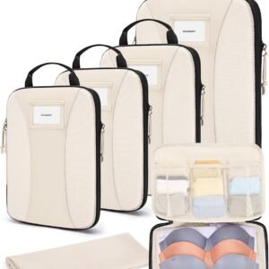 BAGSMART Compression Packing Cubes, 6 PCS Packing Cubes for Suitcases, Travel Bags Organizer for Luggage, Lightweight Packing Cube for Travel Essentials