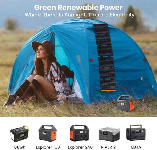 FlexSolar 60W Portable Solar Panels Chargers with PD3.0 USB-C,QC3.0 USB-A and DC Outputs Foldable IP67 Waterproof Power Emergency Camping for Small Power Station Generator,Phones, Power Banks, Tablets - Image 6