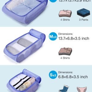 BAGSMART Keep Shape Packing Cubes for Travel, 6 Set Travel Cubes for Packing, Lightweight Suitcase Organizer Bags Set for Travel Essentials