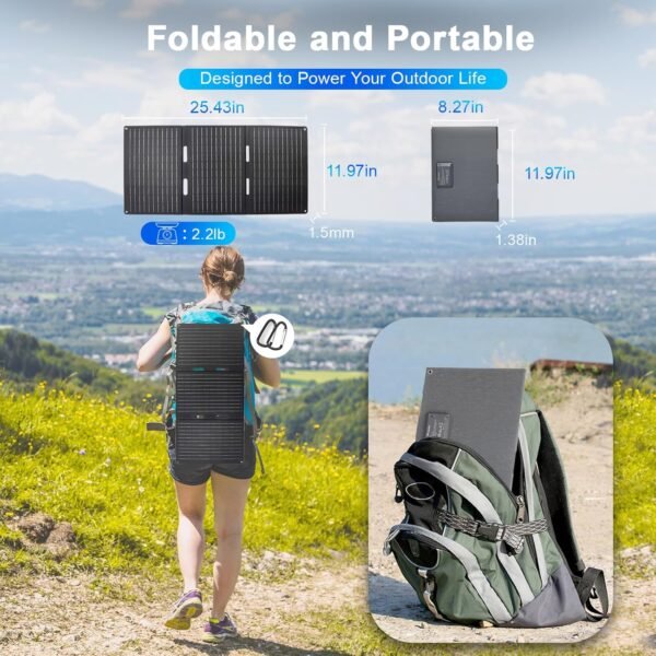30W Portable Solar Panel, Foldable Solar Panel Charger with QC3.0 USB-A USB-C & DC Output for Phone/Power Bank/iPad/Power Station, IP65 Waterproof for Camping Backpacking Hiking RV Blackout - Image 5