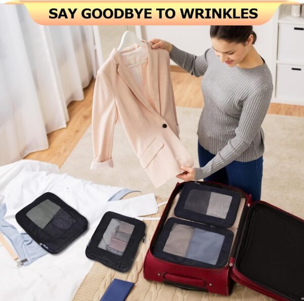 Ultralight Compression Packing Cubes Travel for Suitcases ，Compressible Mesh Packing Cubes for Travel Women Packing Organizers 4 Set - Image 5