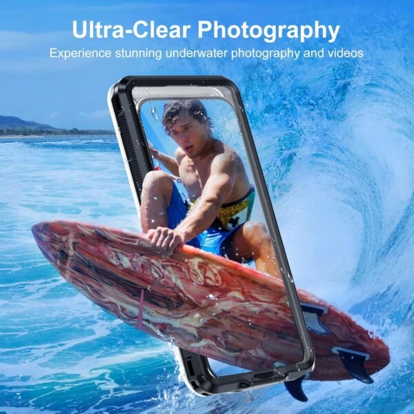 Beasyjoy Waterproof Phone Case, Underwater Snorkeling Diving Phone Case, Universal Self-Check Water Proof Case Up to 6.9 Inch for iPhone 16/15/14/13/12/11 and Samsung S24/S23/S22/Google Series - Black - Image 4