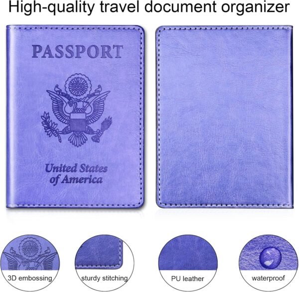Herain Passport Holder for Travel 2 Pcs, Passport Cover Wallet Case Women Men Family Travel Cruise Ship Essentials, Passport Book Holders Travel Gifts Vacation Must Haves - Image 5