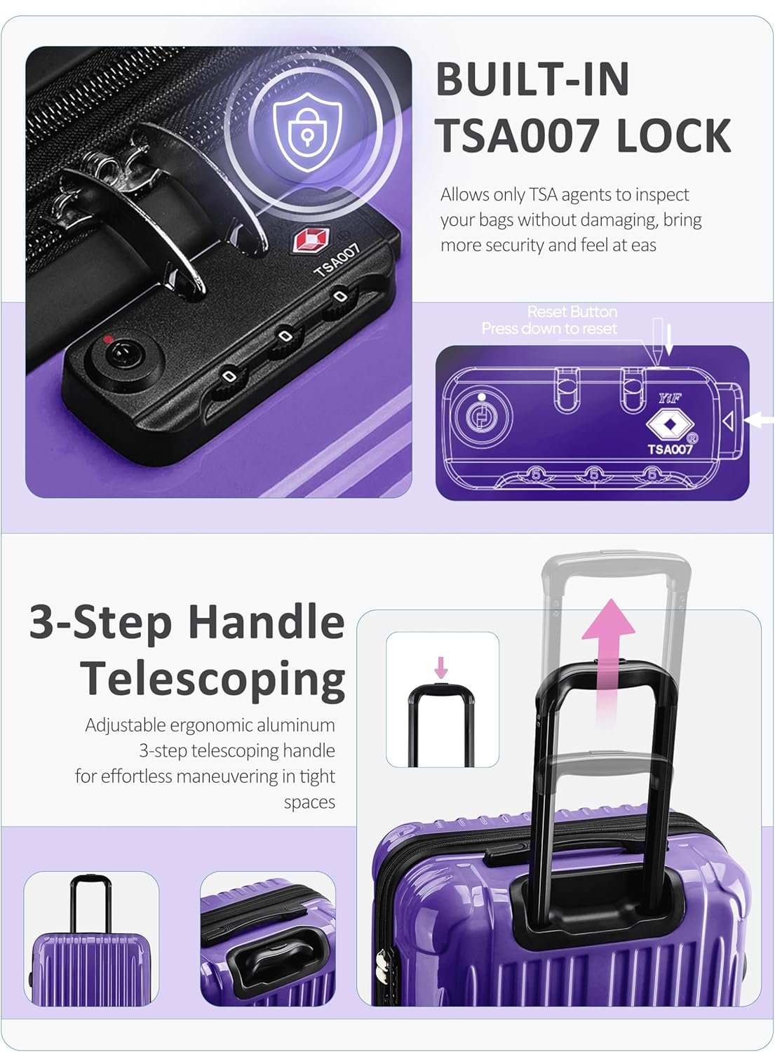 Carry on Luggage - Airline Approved Suitcases with Spinner Wheels, Built-In TSA Lock,Hard Shell Expandable Suitcases - Image 4