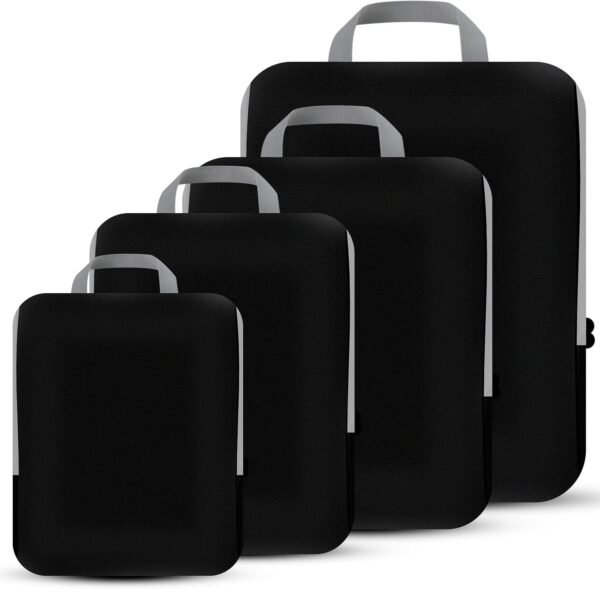 4 Set Compression Packing Cubes Travel - Travel Accessories Expandable Packing Organizers for Carry On - Essentials Luggage Bags