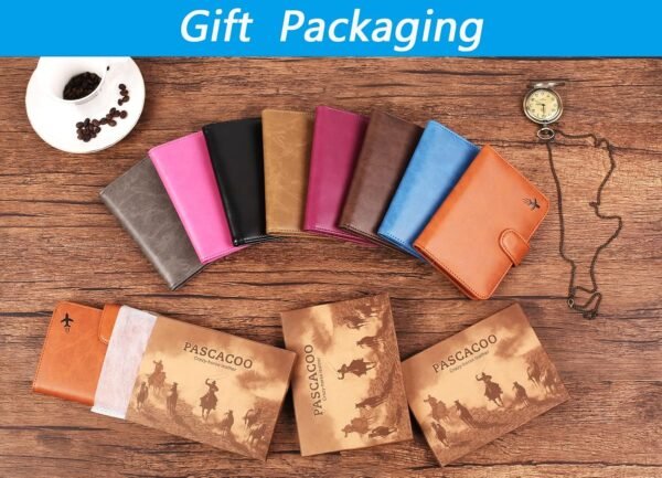 Passport Holder Cover Wallet RFID Blocking Leather Card Case Travel Accessories for Women Men (#Blue) - Image 8