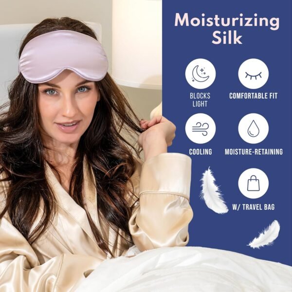 Blissy Silk Sleep Mask Profile - 100% Pure Mulberry Silk 22 Momme 6A Fibers Silk Eye Sleeping Mask for Women & Men for Total Blackout - Blindfold Silk Sleep Mask Side Sleeper Eye Cover (Lavender) - Image 5