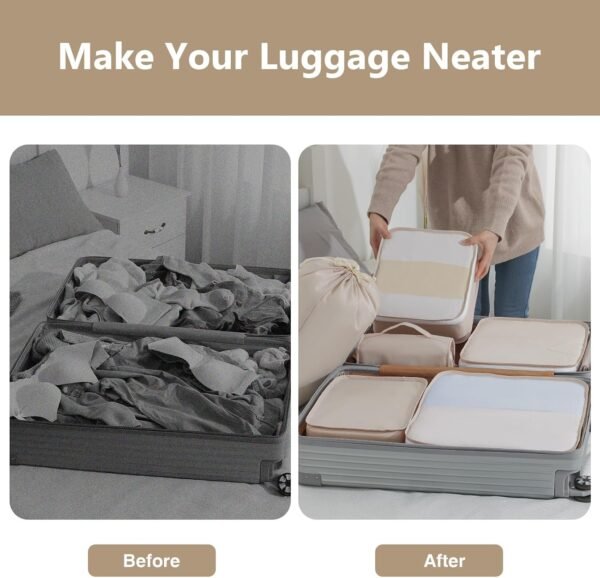 Packing Cubes for Travel - 9 Set Large Travel Cubes Luggage Organizer Bags Set With Laundry Bags/Shoe Bag/Toiletry Bag (Beige) - Image 6