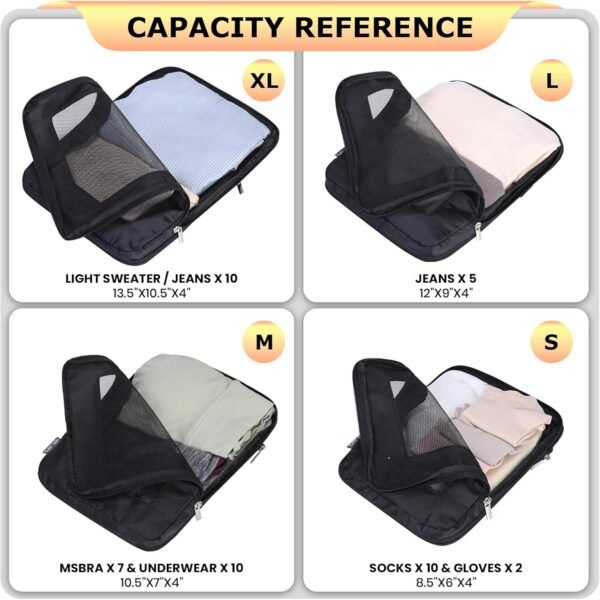 Ultralight Compression Packing Cubes Travel for Suitcases ，Compressible Mesh Packing Cubes for Travel Women Packing Organizers 4 Set - Image 7