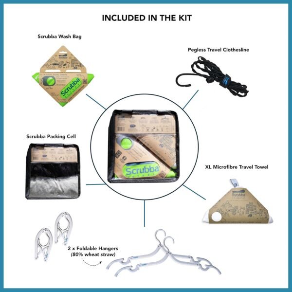 Scrubba Portable Wash Bag Kit (5 Pieces) - Hand Washing Machine System - Light & Small Portable Washer for Travel, Camping, Hiking & Hotel Room Washing – Eco-friendly Travel Laundry Essentials - Image 3