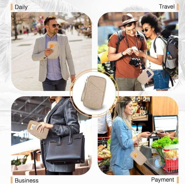 Passport Holder Family, Women Rfid Blocking Passport Wallet, Travel Document Organizer Premium Wallets Passport Holders Bag - Image 5