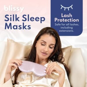Blissy Silk Sleep Mask Profile – 100% Pure Mulberry Silk 22 Momme 6A Fibers Silk Eye Sleeping Mask for Women & Men for Total Blackout – Blindfold Silk Sleep Mask Side Sleeper Eye Cover (Lavender)