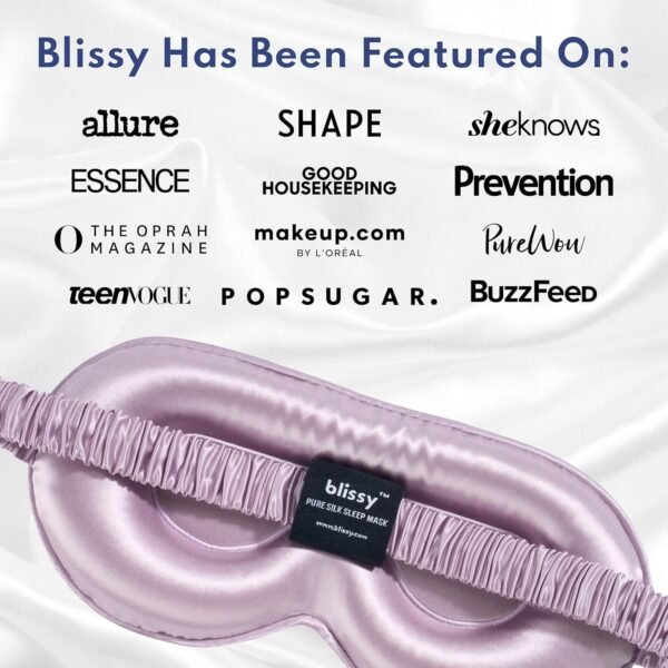 Blissy Silk Sleep Mask Profile - 100% Pure Mulberry Silk 22 Momme 6A Fibers Silk Eye Sleeping Mask for Women & Men for Total Blackout - Blindfold Silk Sleep Mask Side Sleeper Eye Cover (Lavender) - Image 7